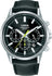 Lorus Gents Black Leather Strap Chronograph Watch