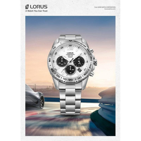 Lorus Gents Silver Chronograph Solar Watch